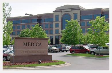 Medica building with sign